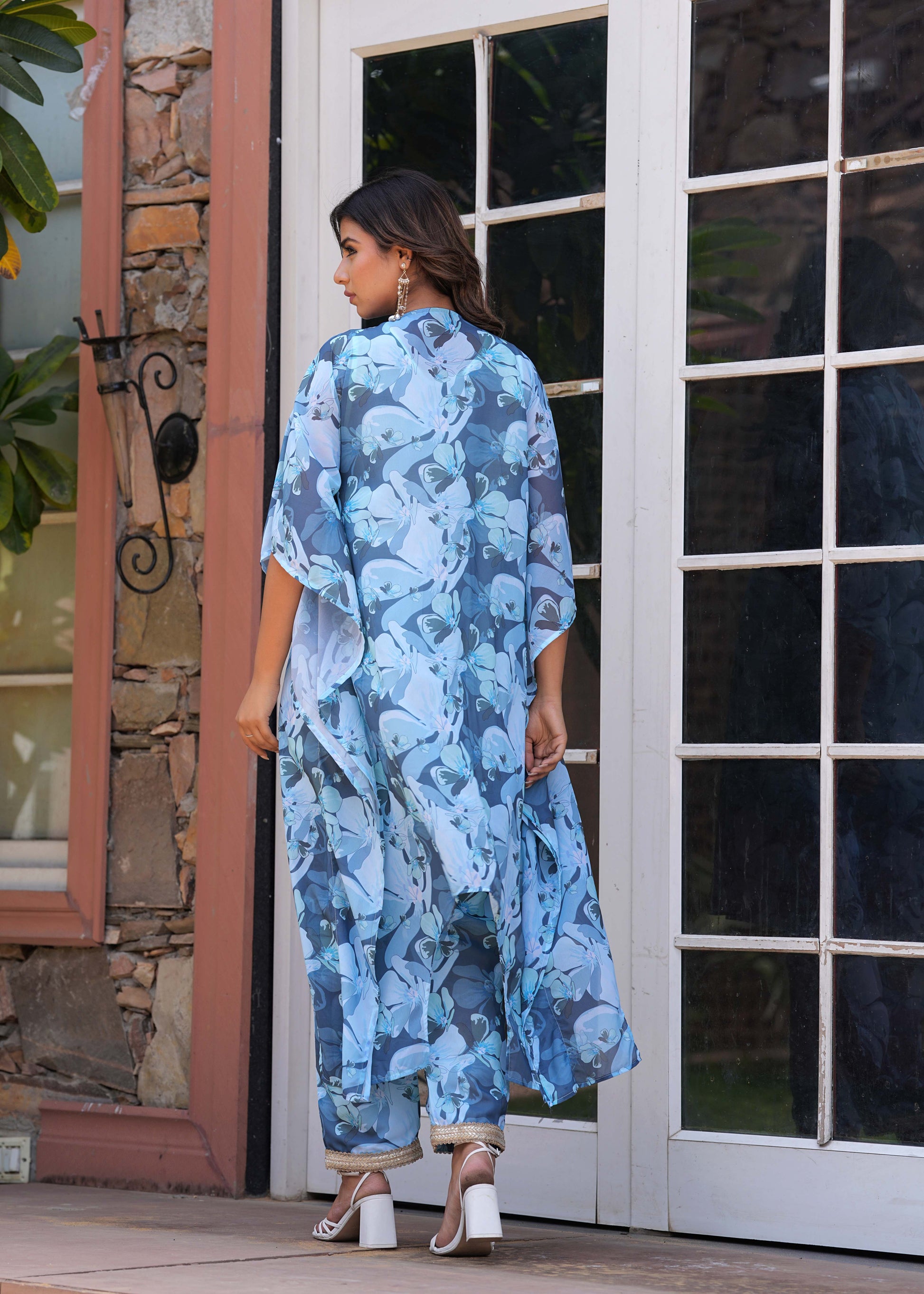 Blue Georgette Kaftan Set