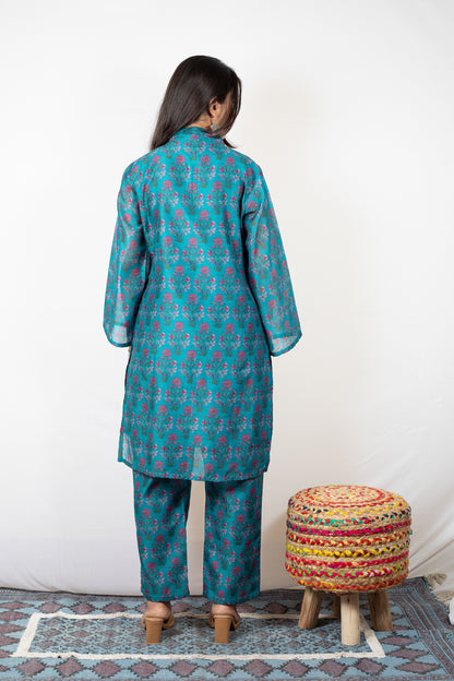 chanderi digitally printed kurta set