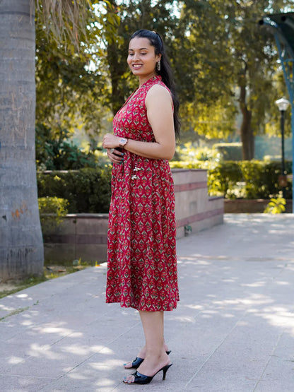 COTTON HAND BLOCK PRINTED DRESS