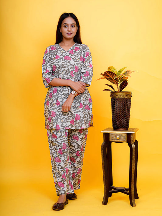 cotton printed nightsuit loungewear coord set