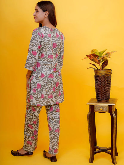 cotton printed nightsuit loungewear coord set