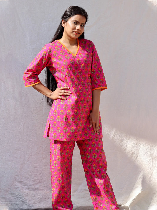 cotton printed nightsuit coord set